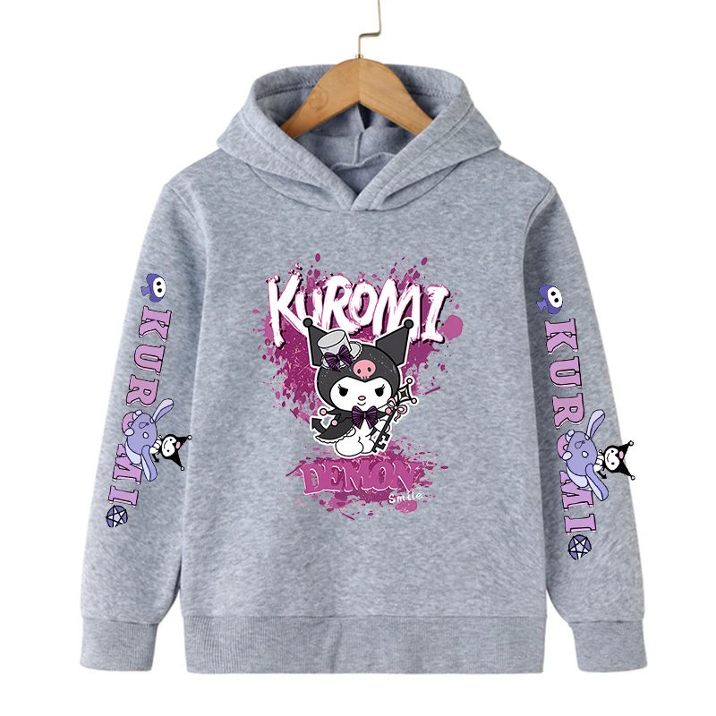 anime kawaii bambini Streetwear kuromi Felpa con cappuccio per bambini Carino Sanrio Felpa per bambini Manga Abbigliamento Kid Girl Boy Top Felpa