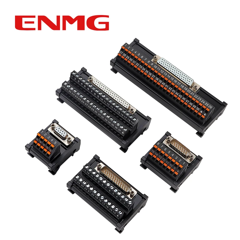 ENMG DF09 to Terminal Block Adapter DIN Rail Mount D Sub Serial Connector Male Female 9 Pin Breakout for RS232 RS485 PLC Wiring