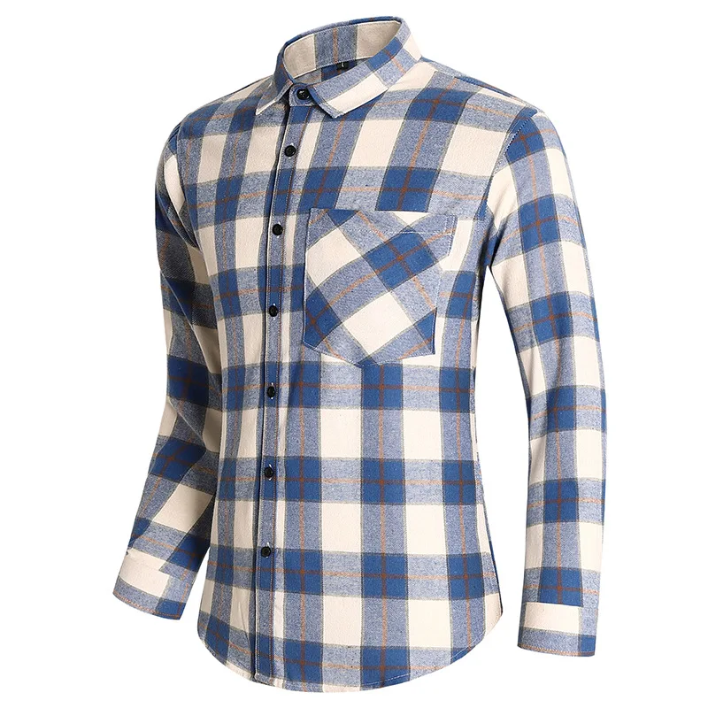 

Foreign Trade Spring and Autumn Men's Long Sleeved Plaid Shirt, Large-sized Young Handsome Men's Korean Casual Shirt