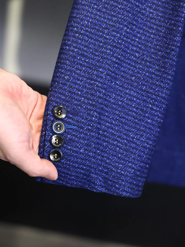 Homesi ربيع الخريف الشباب الرجال تنوعا 43 بدلة صوفية Jaet فضفاضة تناسب عادية طويلة Sve اثنين زر الياقة الكلاسيكية #4