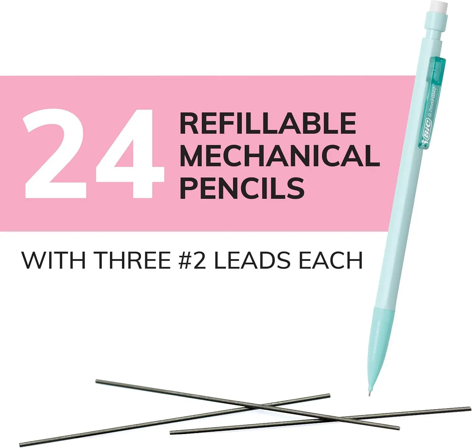 أقلام رصاص ميكانيكية باستيل مكونة من 24 قطعة مع ممحاة، نقطة متوسطة 0.7 مم للوازم المدرسية والمكتبية #2