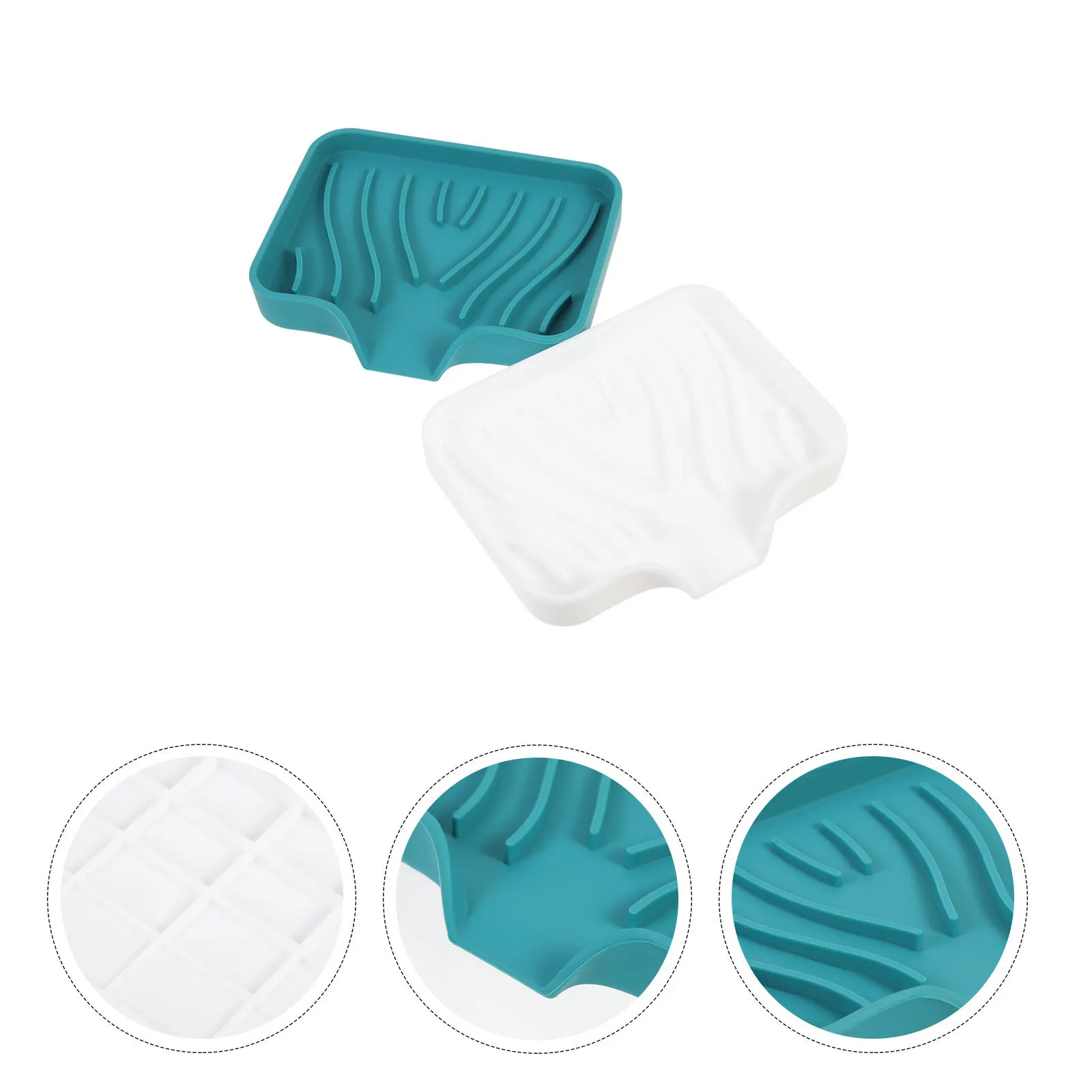 2 قطعة صندوق الصابون الإبداعي مع ثقب الصرف طبق صابون سيليكون سميك للمنزل الحمام المطبخ استخدام تجفيف طويل الأمد