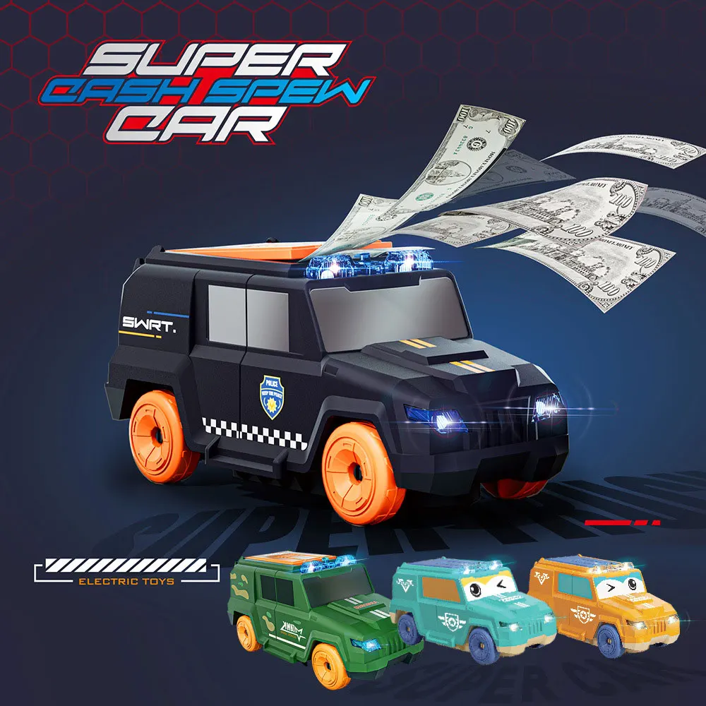 

Creative Money Spraying Car Model Light Music Kids Birthday Gifts Run Automatically Creative Car Fun Celebrating Toys VG224