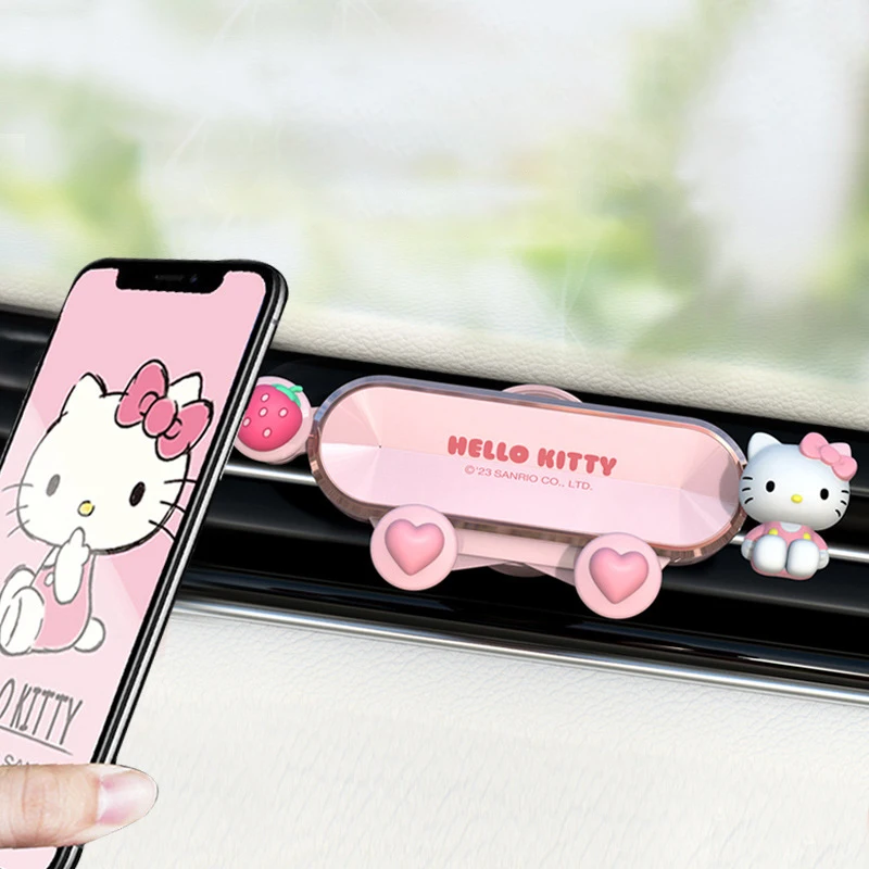 Hello Kitty Car Mobile Phone Stand Navigation Stand Automatic Locking Fixed Support Stand My Melody Sanrio Auto Accessories Gift