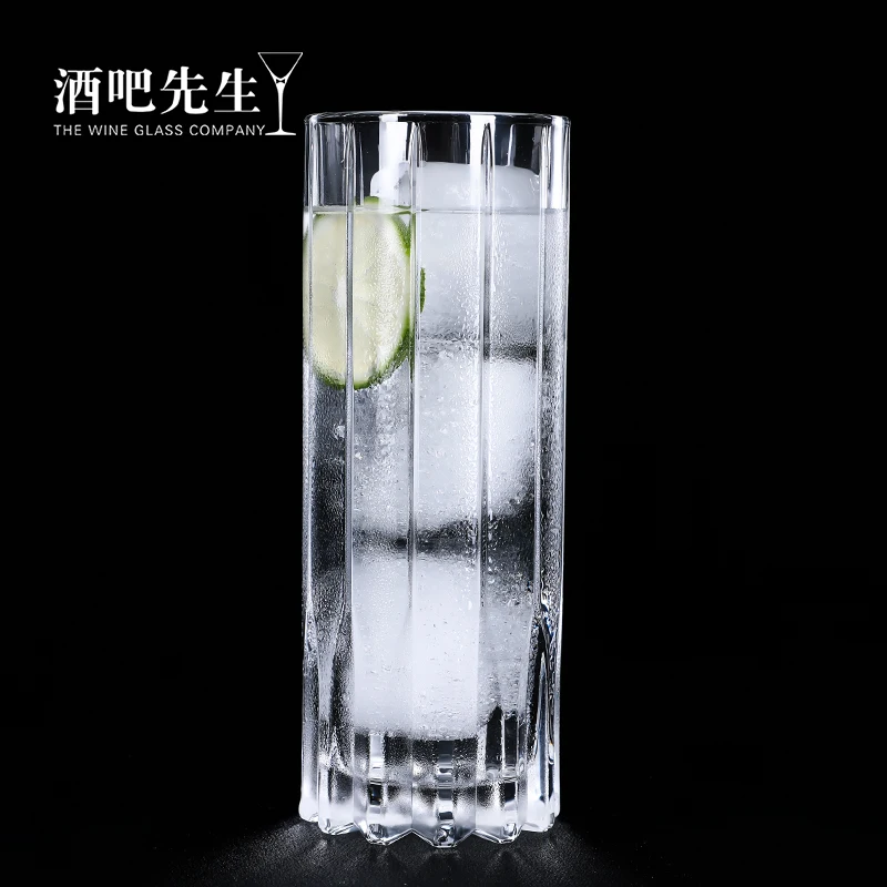 Classic Crystal Glass Cocktail Cup Bar Long Drink Cup Engraved Collins Cup Mixed Drinks Glass European Style Pure Color