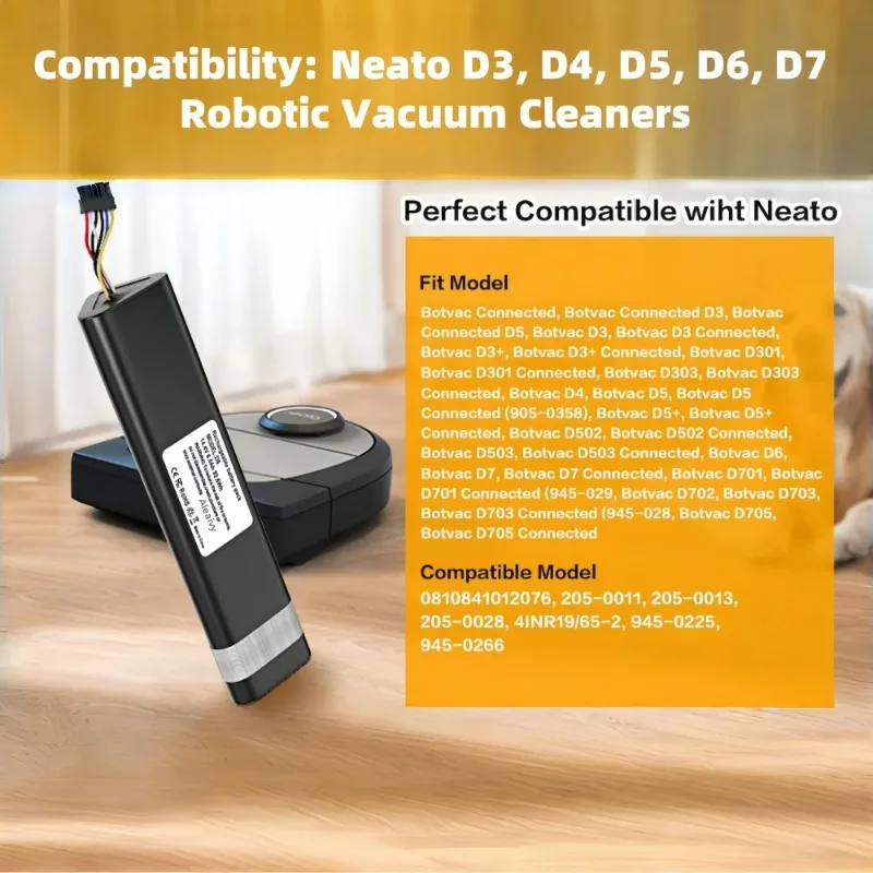 

6800mAh Vacuum Cleaner Battery for Neato Botvac Connected D3, D3+, D4, D5, D5+, D6, D7, D301, D303,D502,D503,D701,D702,D703,D705