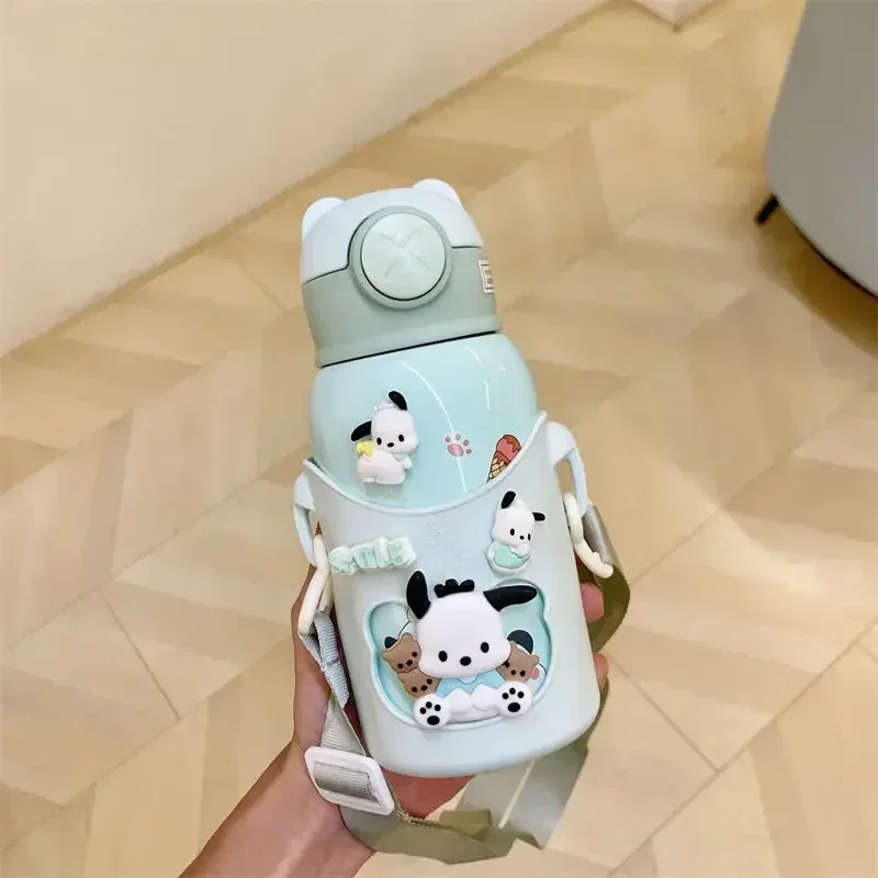 

Hello Kitty Cinnamoroll Anime Kawaii Kuromi Children Thermos Cup Cute Sanrio Ins Cartoon Straw Kettle Water Cup Gifts for Kids