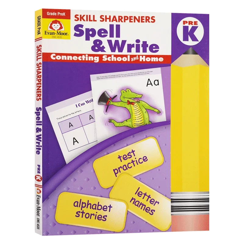 Evan-Moor Skill Sharpeners Spell & Write, Pre-K Workbook,aged 3 4 5 6, English book 9781596730434