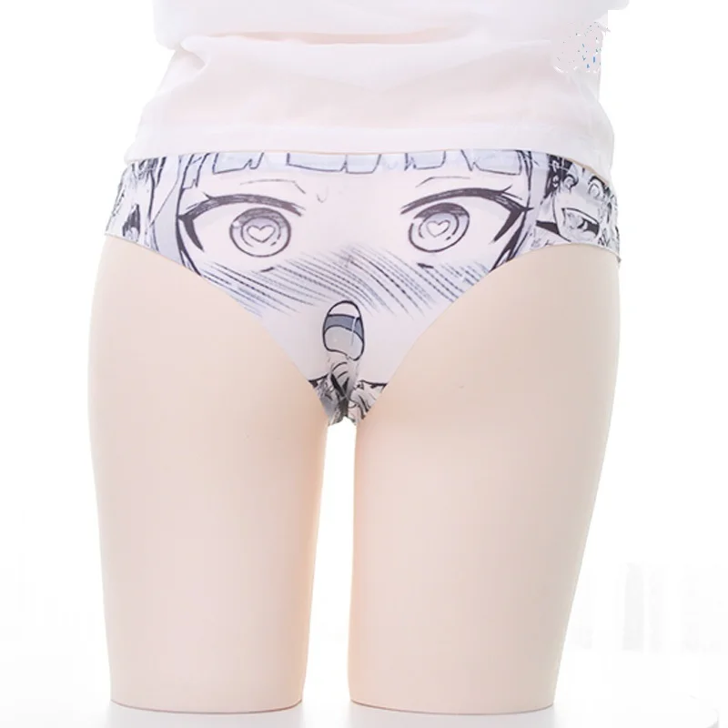 Cartoon Printed Girl Ice Silk Underwear Women Unique Design Brief Anime Pattern Triangel Panties Summer T-Thon