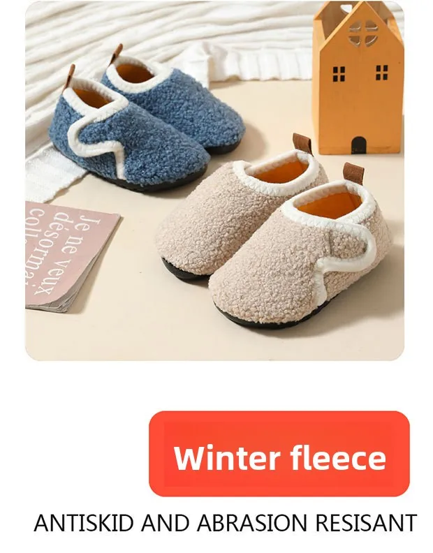 Kinder-Baumwollpantoffeln, Einfarbige Warme Winter-Hausschuhe für Jungen und Mädchen, Plüsch-Bodenschuhe, Weiche Sohle, Rutschfeste Baumwollschuhe für Drinnen – Detail 17