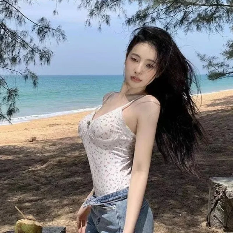 Body Sexy imprimé Floral pour femmes, garniture en dentelle, sans manches, Slim Fit, justaucorps, combinaison d'été, barboteuse, sous-vêtements Sexy, Lingerie de nuit