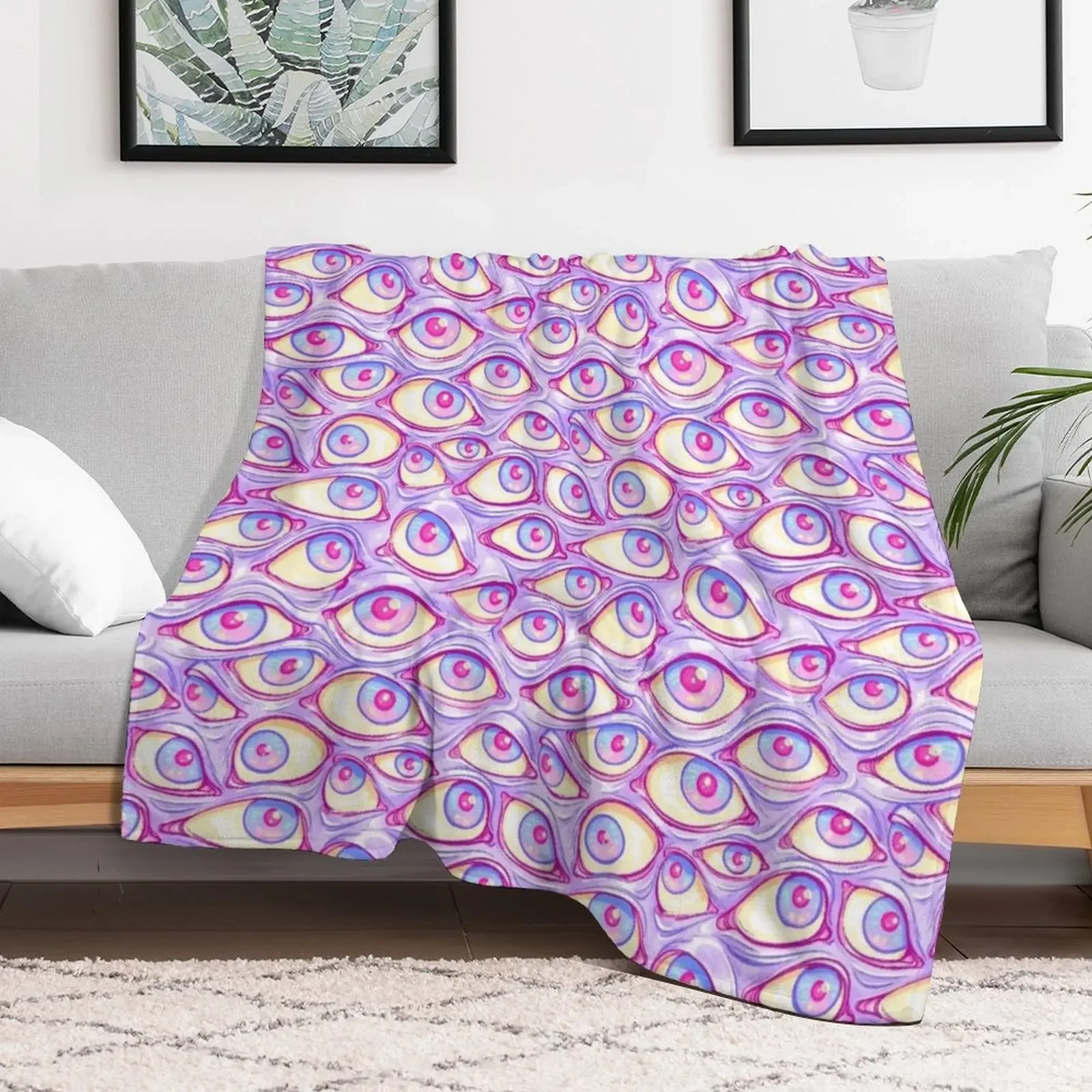 Wall of Eyes in Purple Throw Blanket decorative Fashion Sofas Hair manga Blankets