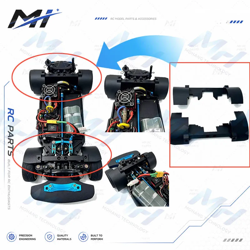 Tamiya TT02 1/10 RC Mudguard Set Drop-in Splash Guard No Drill for Rally Car