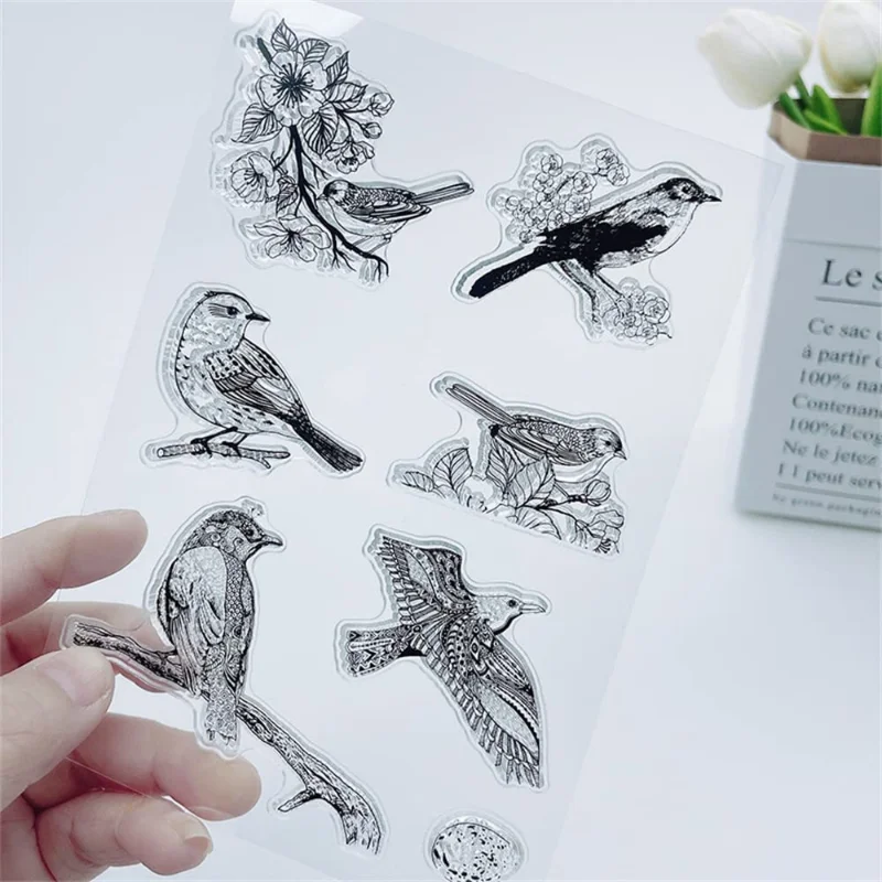 Birds Clear Stamps for Card Making Decoration DIY Scrapbooking Sparrow Animal Silicone Transparent Seal  Embossing