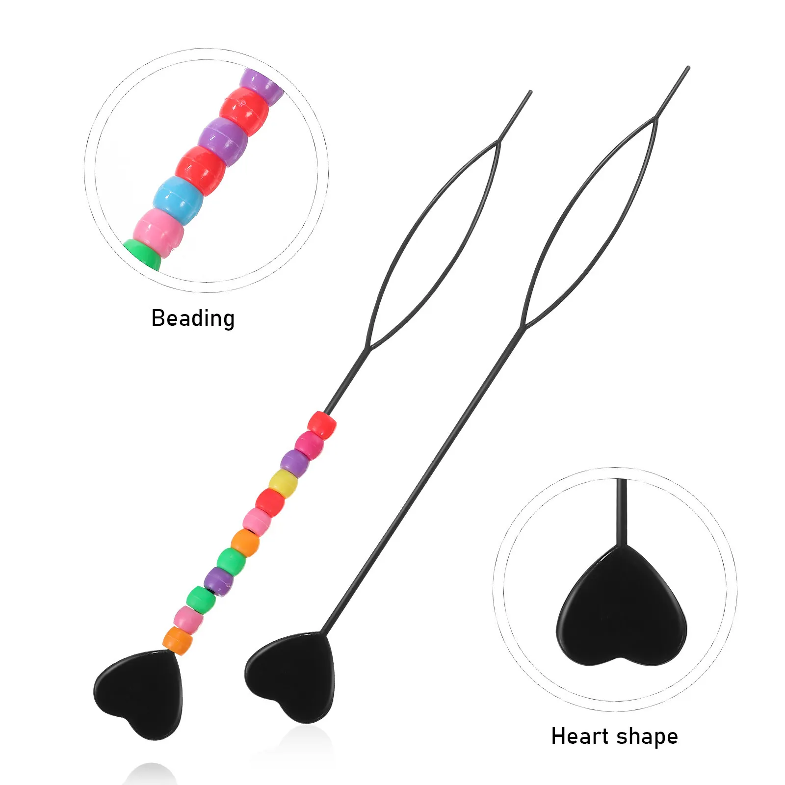 18Pcs Love Heart Ponytail Holders – Quick Hair Styling Tools for Braids & Pull-Through Beading