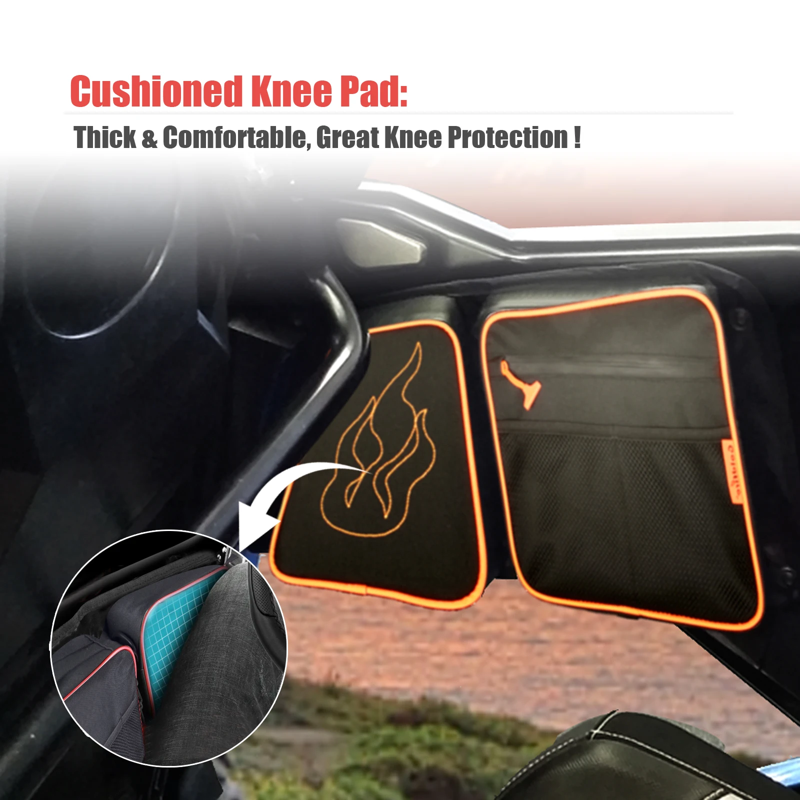 Rear Door Bags Side Storage Bag Set with Knee Pad Organizer For 2014-2019 Polaris RZR 4 900 XP4 1000 4 Door Turbo Accessories