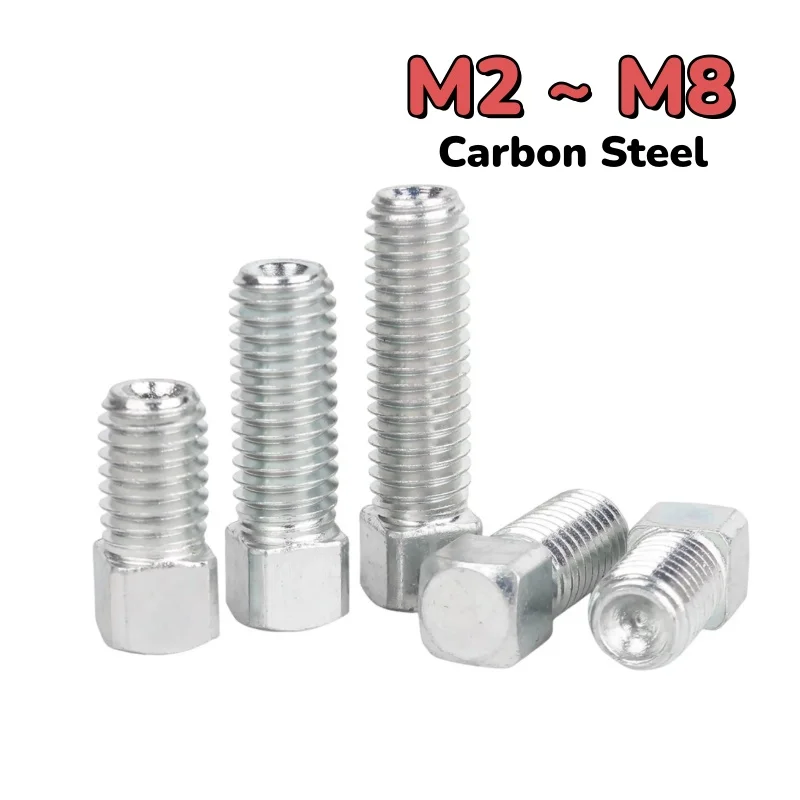 M2 ~ M8 Carbon Steel Galvanised Square Head Flat End Set Screws Length: 16-30mm