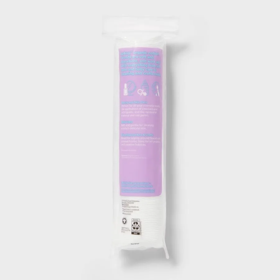 100ct Organic Cotton Rounds, Soft Makeup & Nail Polish Remover Pads for Facial Beauty Skincare