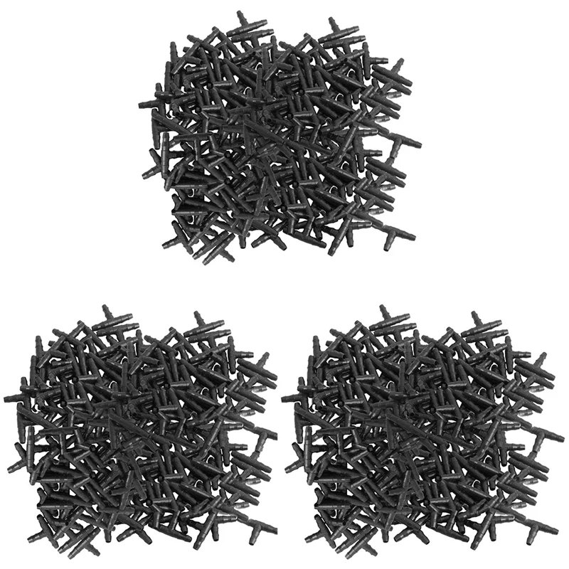 

LJL-Drip Irrigation Barbed Connectors, Universal Barbed Tee Fittings 300Pcs, Fits 1/4 Inch Drip Tubing (4/7Mm Tee Pipe)