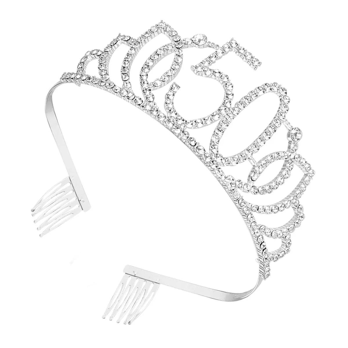 

Silver Number Crown Birthday Headband Elegant Headdress Hair Accessory for Women Cake Decoration Party Decor Unique Design