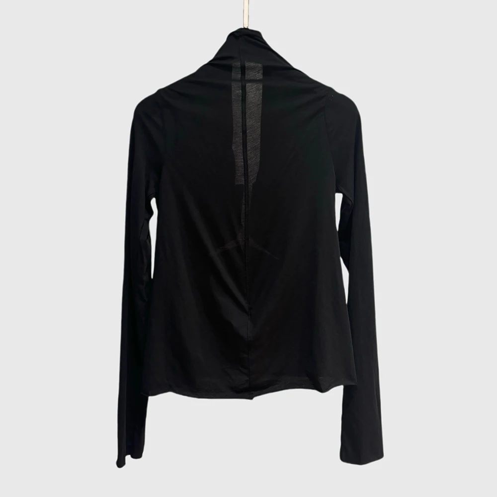 Cotton Women's T-Shirt Y2K Lace-Up Low-Cut Design Sexy and Elegant Versatile Long-Sleeve Tee Top 2025 Fall New Arrival