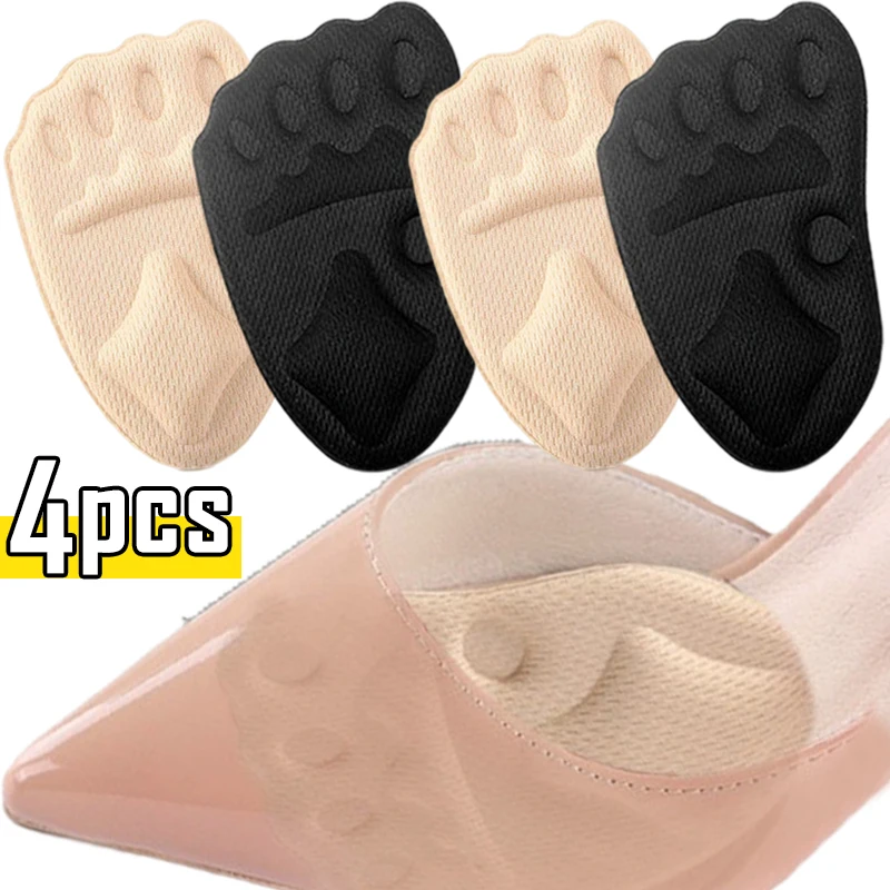 4PCS Women High Heel Forefoot Pad for Shoes Insert Half Insoles Plantar Fasciitis Pain Relief Soft Foot Care Massaging Toe Pad