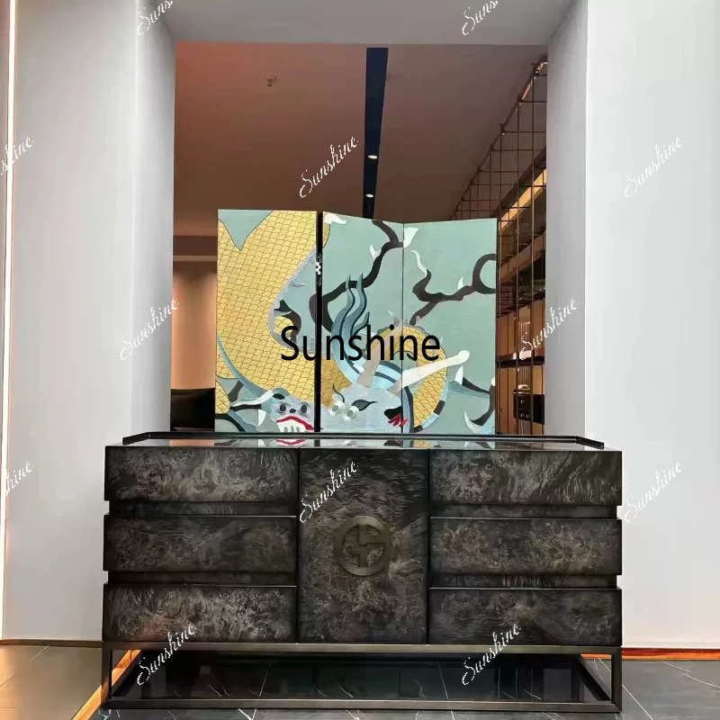 

Italian light luxury high-end porch cabinet large flat layer dining side storage can be customized