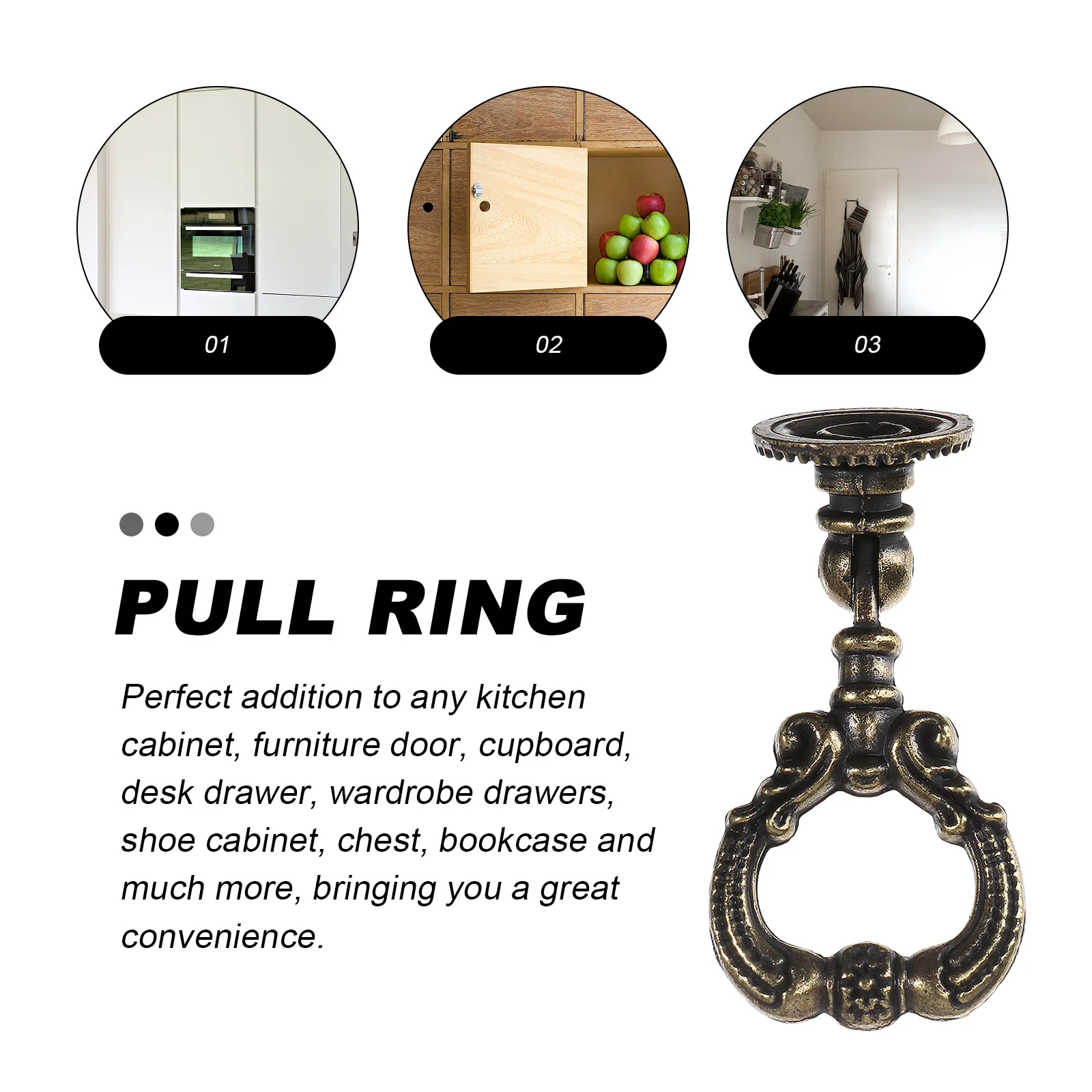 4 قطعة حلقة سحب الرجعية سبائك الزنك مقبض الباب حلقة سحب لدرج باب خزانة مشروبات ديكور المنزل ملحقات أثاث #1