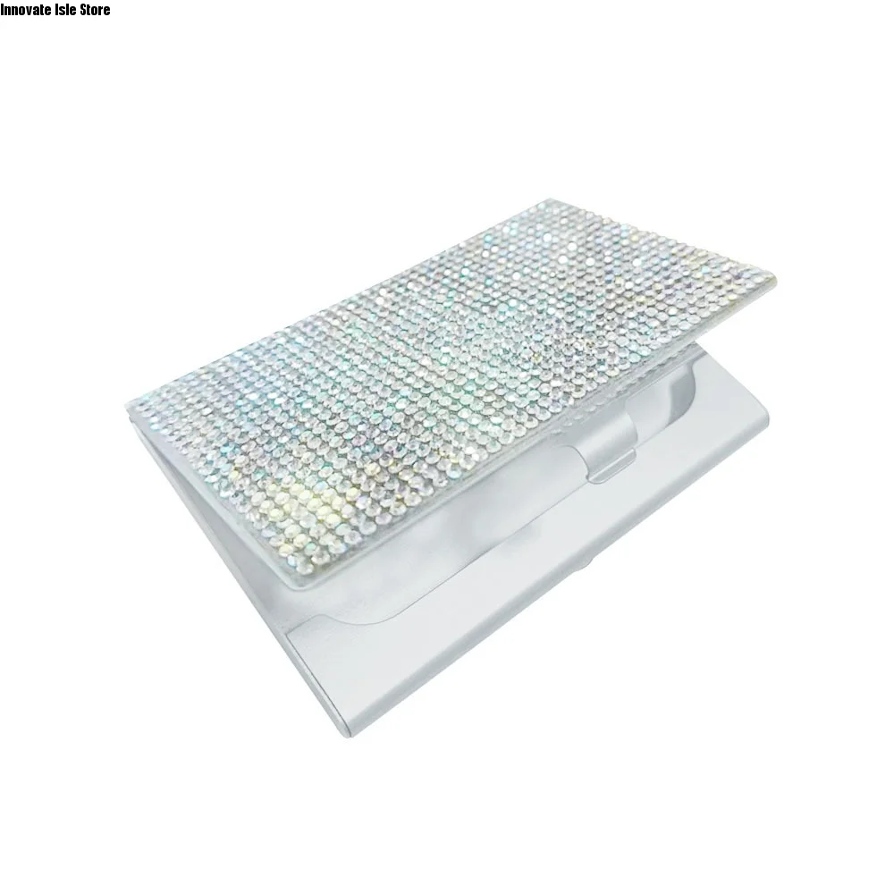 Aluminum Alloy Diamond Metal Business Card Case Small Snap Slim Business Card Case 10-20 Sheets Capacity Business Card Holders