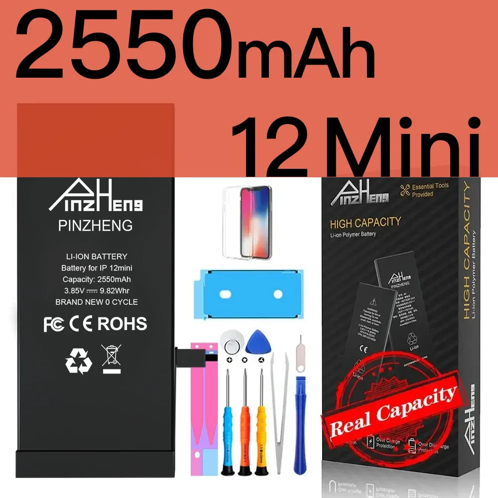 PINZHENG Echte batterij met hoge capaciteit voor iPhone X XR XS Max 12 13 Mini Pro Max 11 Pro Max Vervanging Bateria Garantie Eén jaar