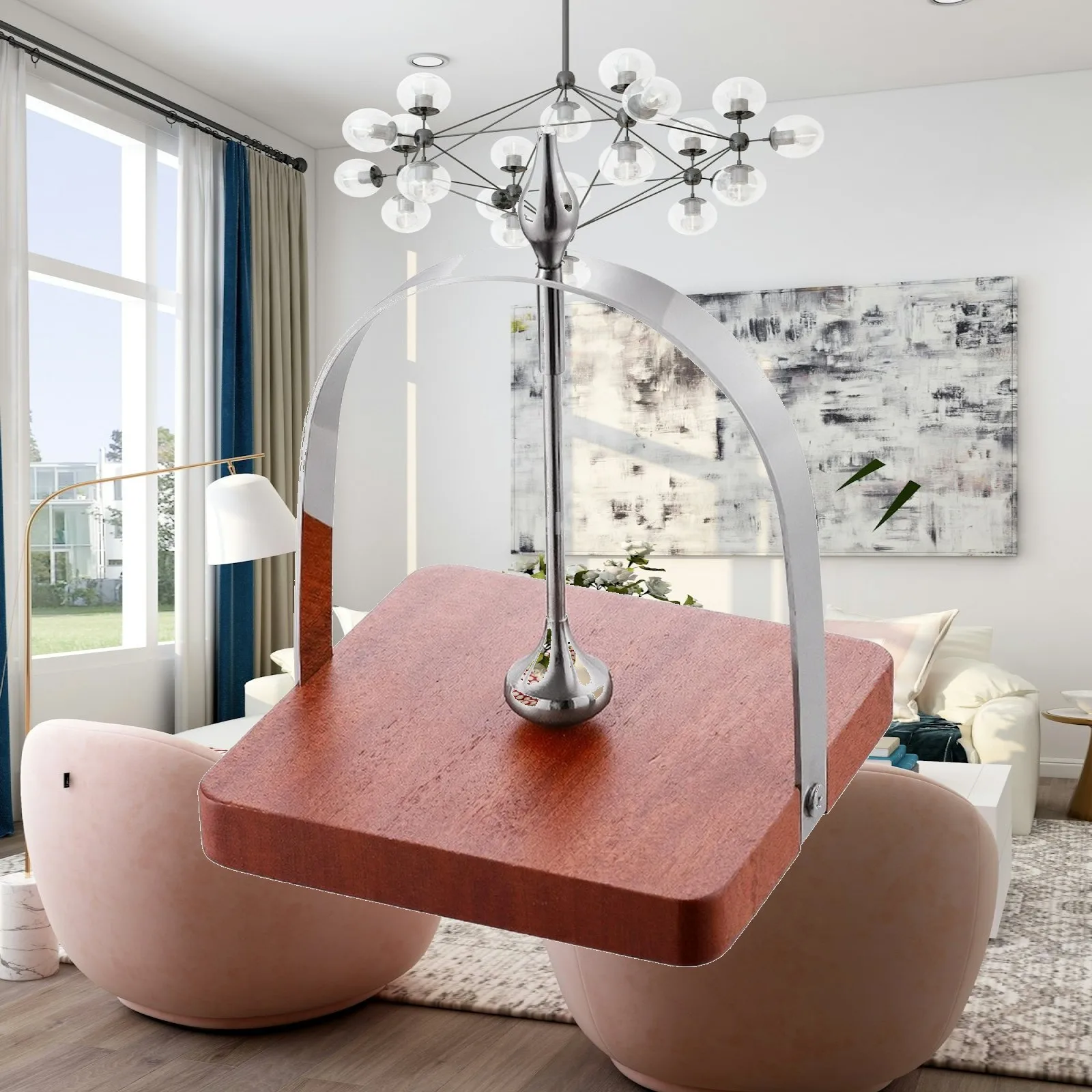 Countertop Napkin Stand with Easy-lift Pressing Rod and Rectangular Wood-grain Base for Casual Formal Dining Table Use
