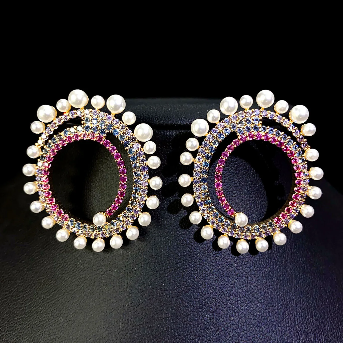 

Sweet Cute Multicolor Round Earrings Fine Glitter Women Everyday Wear Accessories Jewelry Set for Prom Wedding Travel Gift E186