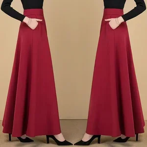 بالإضافة إلى حجم عالية الخصر تنورة خط مع جيوب متعددة الاستخدامات الرقص ميدي تنورة الربيع والخريف نمط جديد التخسيس للنساء النحيفات والسمينات أفضل 10 تنورة مبيعات للنساء السمينات - No10