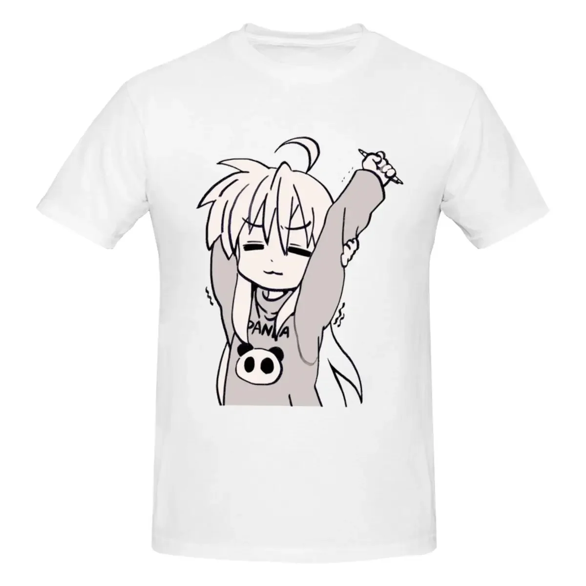 Camiseta cansada Izumi Konata Stretching Lucky Star para hombre, camisetas divertidas de talla grande, camisetas de algodón con cuello redondo para hombre, camisetas cortas de verano para hombre