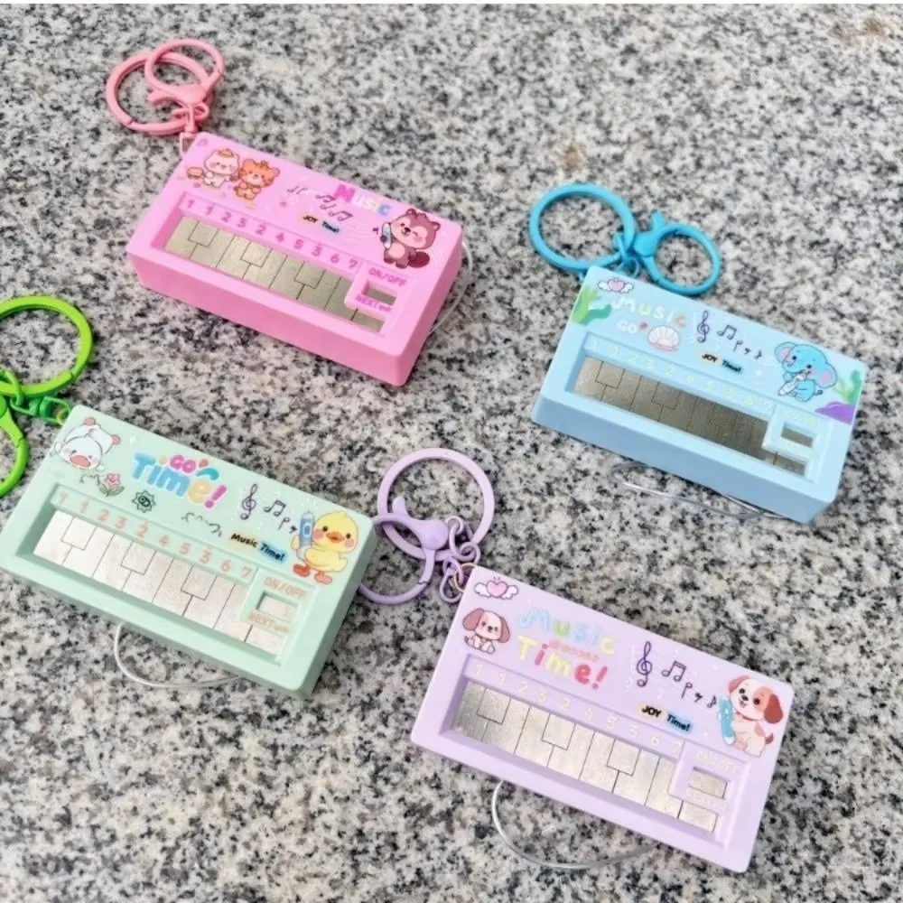 Multicolor Electronic Piano Keychain Induction Rod Novelty Electronic Piano Keyring Cute Cartoon Animal Electronic Piano Pendant