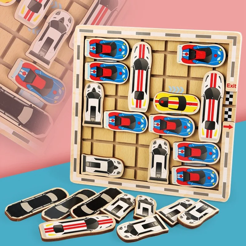 Jogo engraçado Move Car Table Board, Brinquedos de madeira para crianças, Brinquedos educativos, Jogo de Puzzle Interativo, Treinamento cerebral