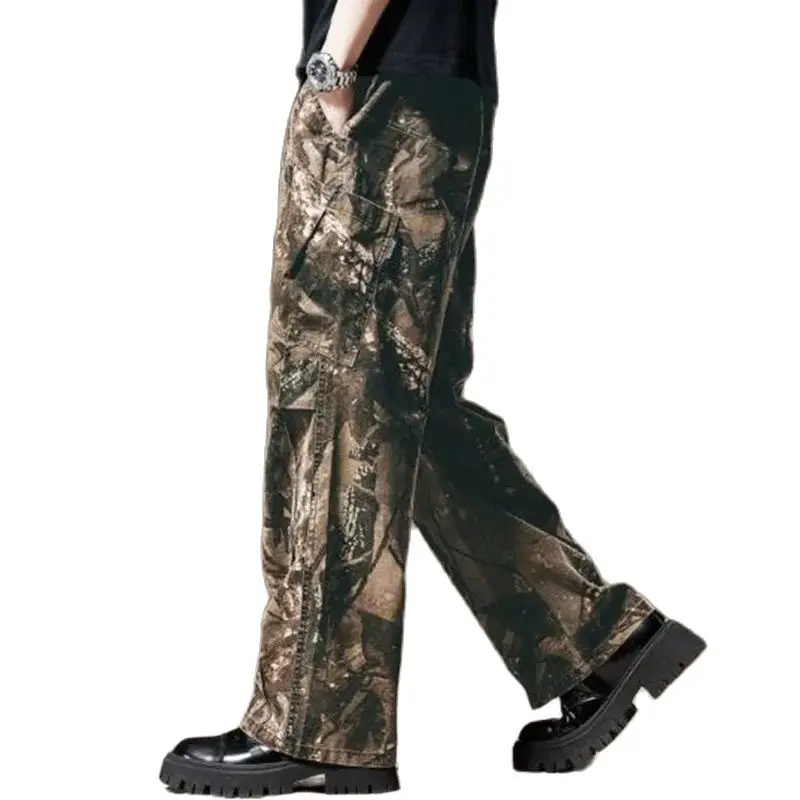 Pantalones informales Retro para hombre, pantalón de camuflaje biónico transpirable, de talla grande, para exteriores, senderismo, pesca, jungla y caza