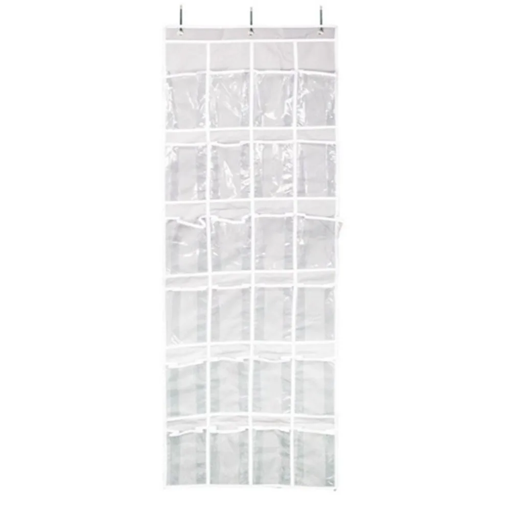 

New 24 Grids Sundries Shoe Organiser Clear Wall-mounted Fabric Closet Bag Hanging Over Door Cloth Box
