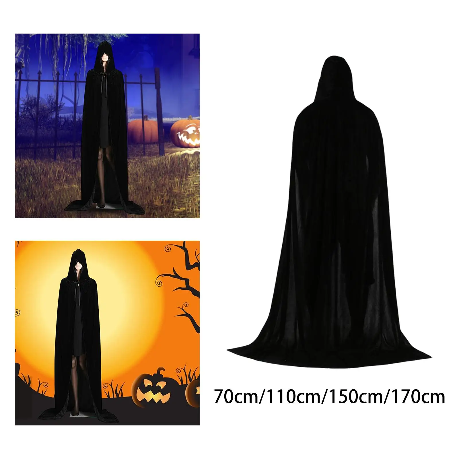 

Goth Velvet Cloak with Hood Wizard Costume Medieval Dress up Gothic Halloween Cape for Adults Photography Prop Festival Carnival