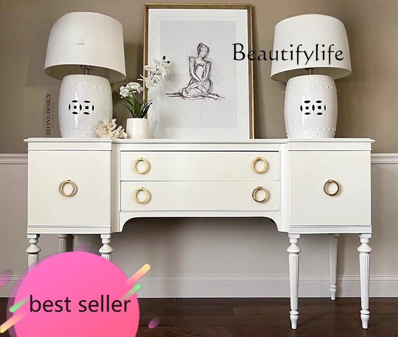 

F American Light Luxury Door Cabinet Villa High-end Decorative Cabinet Modern Solid Wood Living Room Dining Side Cabinet