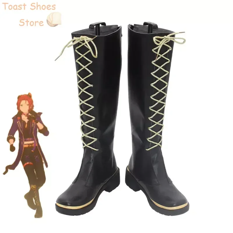 Trickstar Isara Mao Cosplay Shoes Game Ensemble Stars Cosplay Prop PU Leather Shoes Halloween Carnival Boots Costume Prop