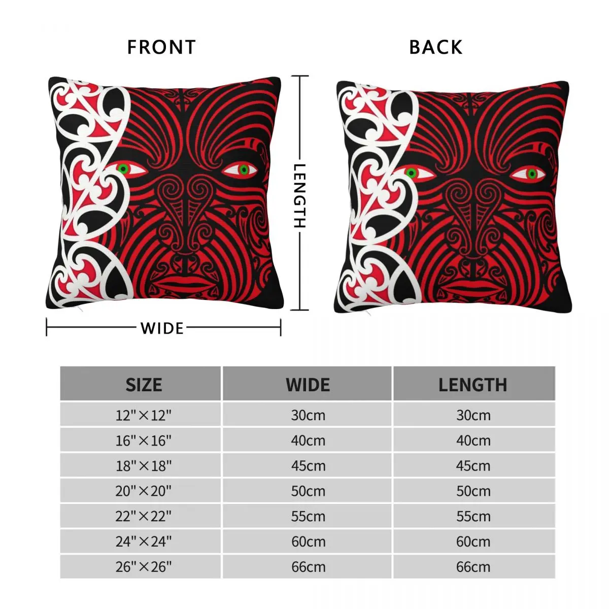 Maori Face Square Pillowcase Polyester Linen Velvet Printed Zip Decor Sofa Seater Cushion Cover