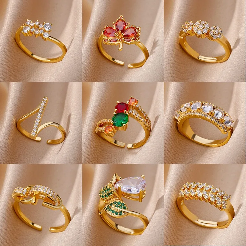 New minimalist and fashionable style, niche design sense, colorful zircon ring, versatile and minimalist bracelet