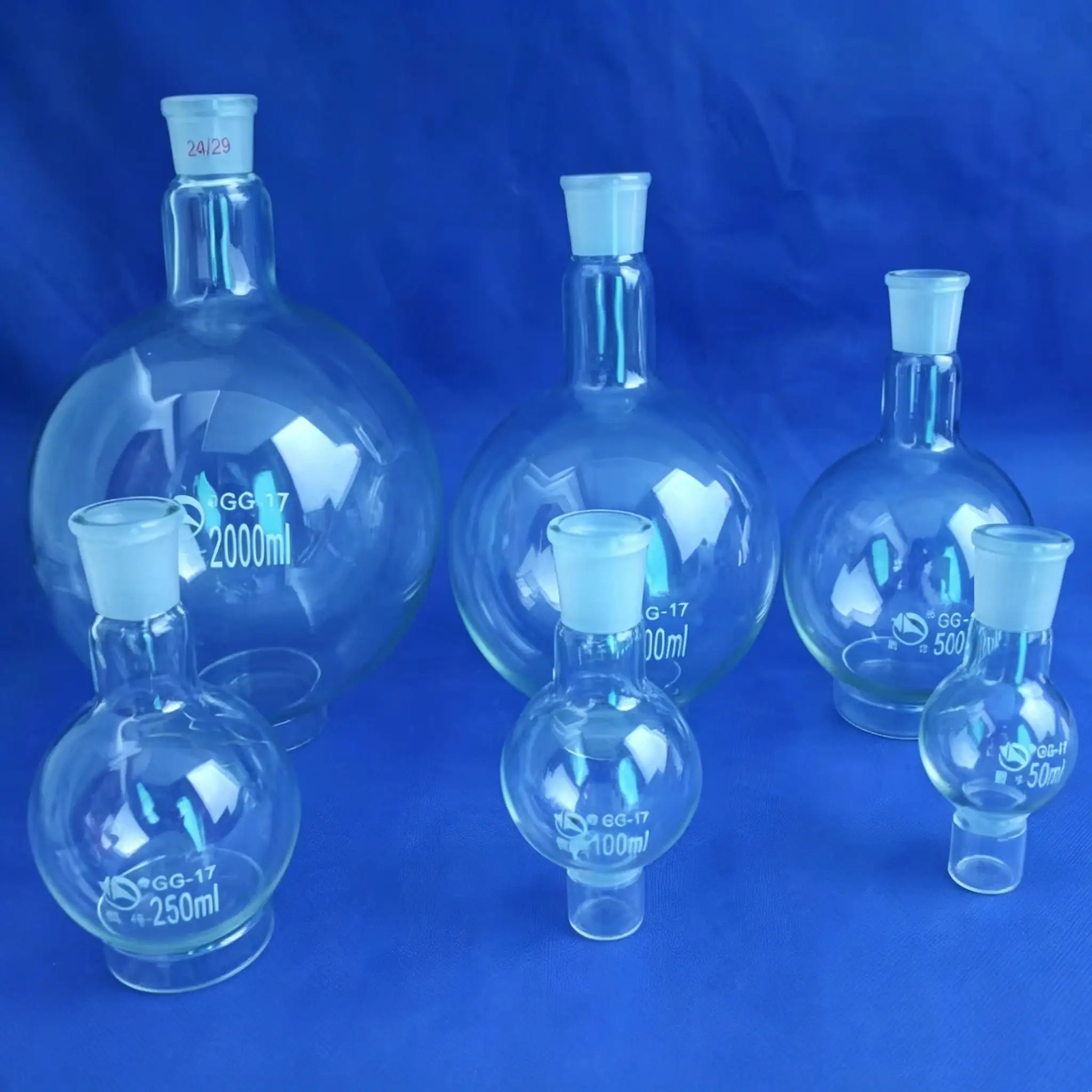 (2 Pieces/Lot) 250ml 24/29 Single Neck Round-Bottom Flask, Boiling Flask Round Bottom, Short Neck Standard Ground Mouth