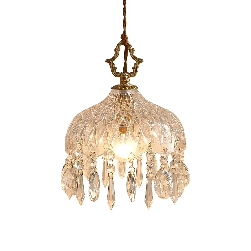 All-copper retro light luxury crystal small chandelier aisle entrance bedside balcony corridor cloakroom