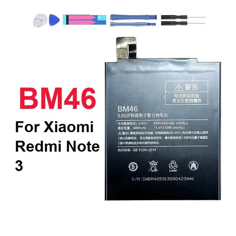For Xiaomi Redmi Note 3 Note3 BM46 Mobile Phone Battery High Performance 4000mAh