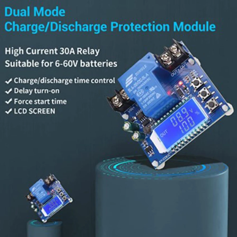 Low Voltage Protector Module Switch with LCD Display 30A Digital Over Discharge Protector for Lead Acid Lithium Battery