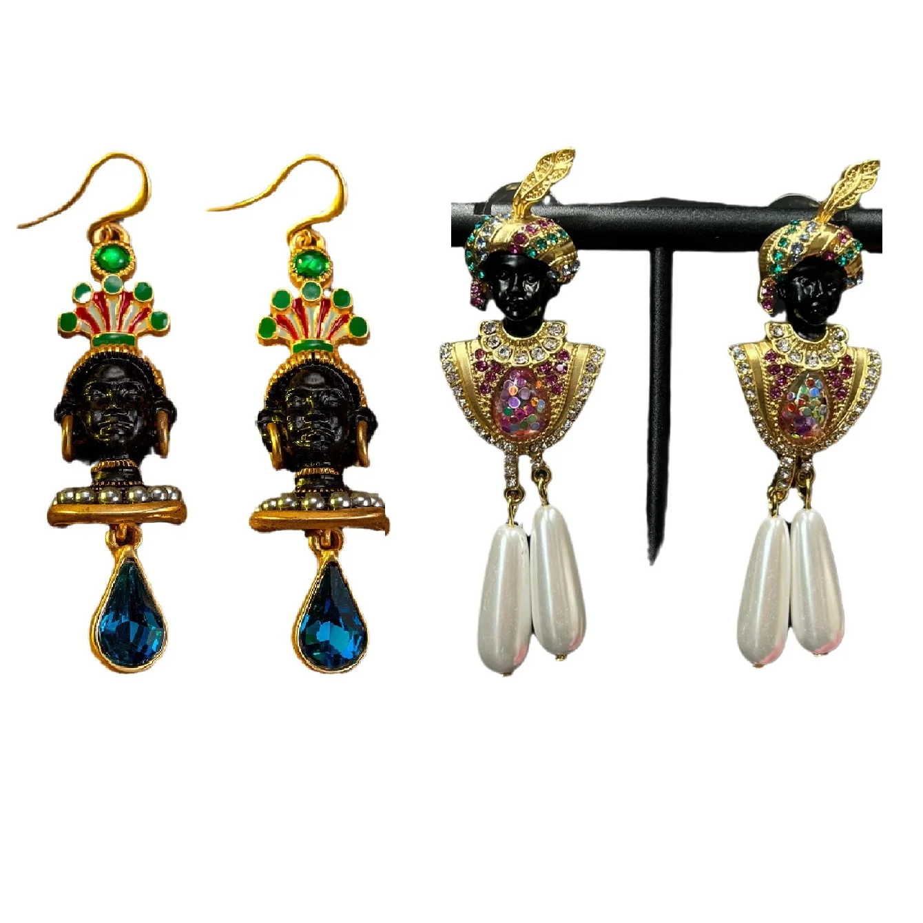 

Vintage European and American Returned Solitary Black Mole Ancient Egyptian Portrait Earrings for Women Personality Jewelry Gift