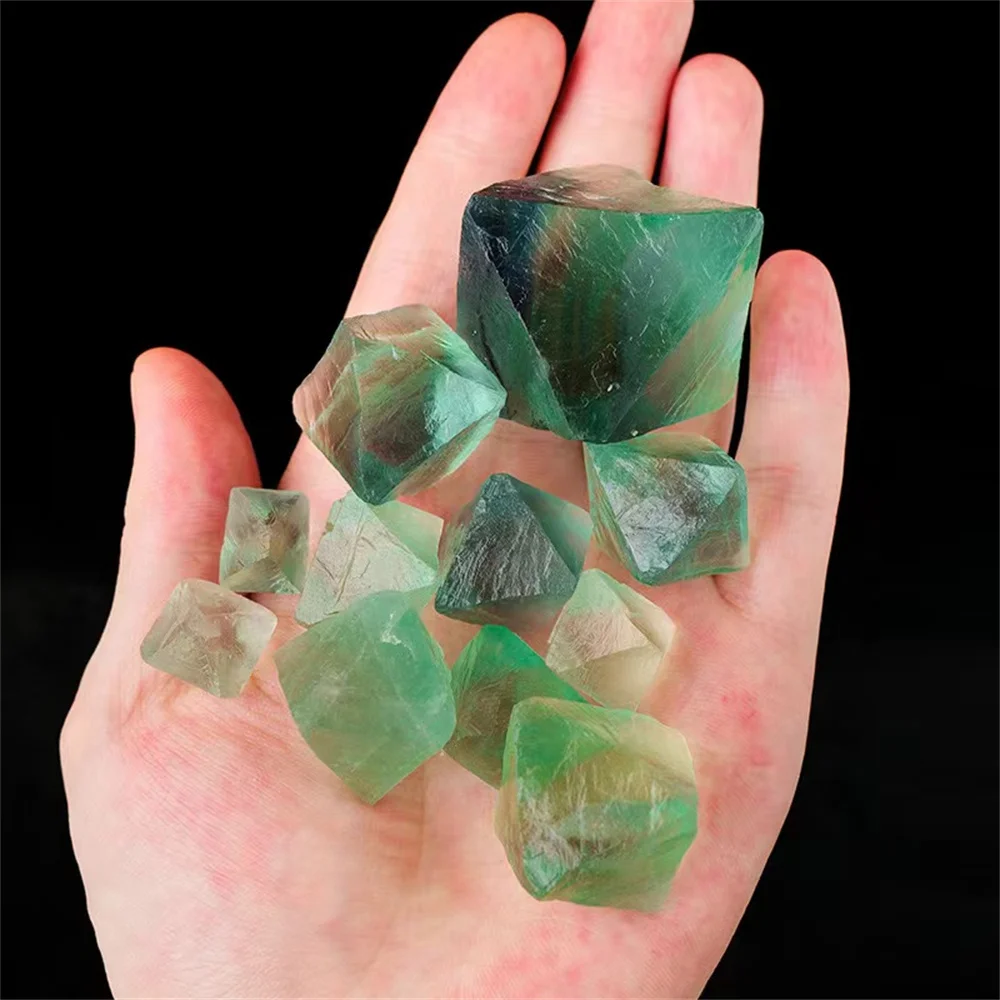 Natural Rare Green Fluorite Octahedron Crystal Quartz Gemstone Specimen Healing Reiki Mineral Stone Raw