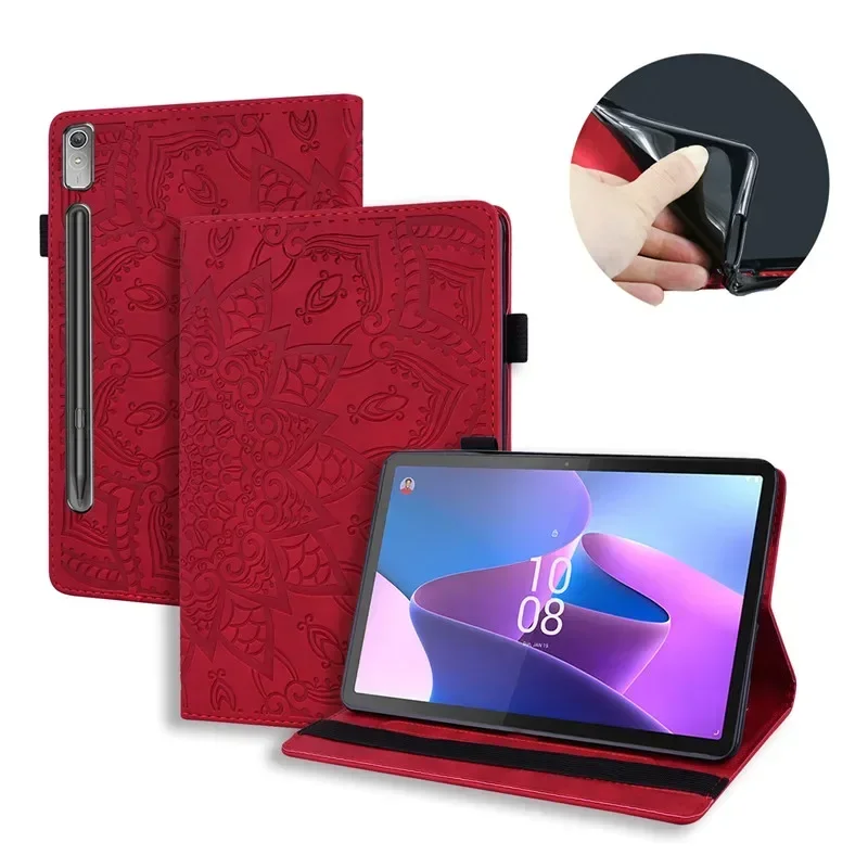 

For Lenovo Tab P12 Case TB370FU 3D Flower Embossed PU Leather Cover For Lenovo Xiaoxin Pad Pro 12.7 (2023) TB371FC Coque